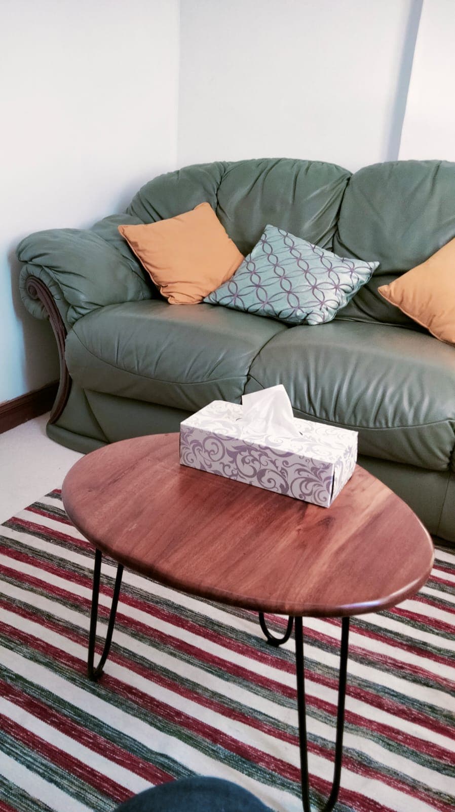 A corner of our session room, set up for an unhurried conversation